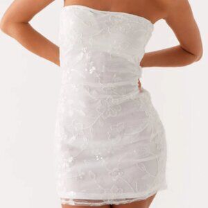 Moorey Beaded Mini Dress - White Silver